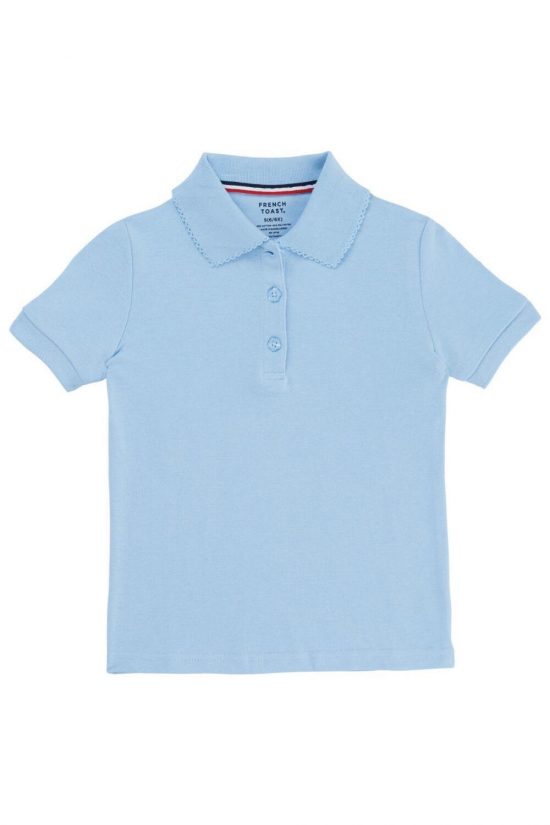French Toast Girls Short Sleeve Picot Collar Polo Blue