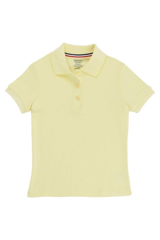 French Toast Girls Short Sleeve Picot Collar Polo Yellow
