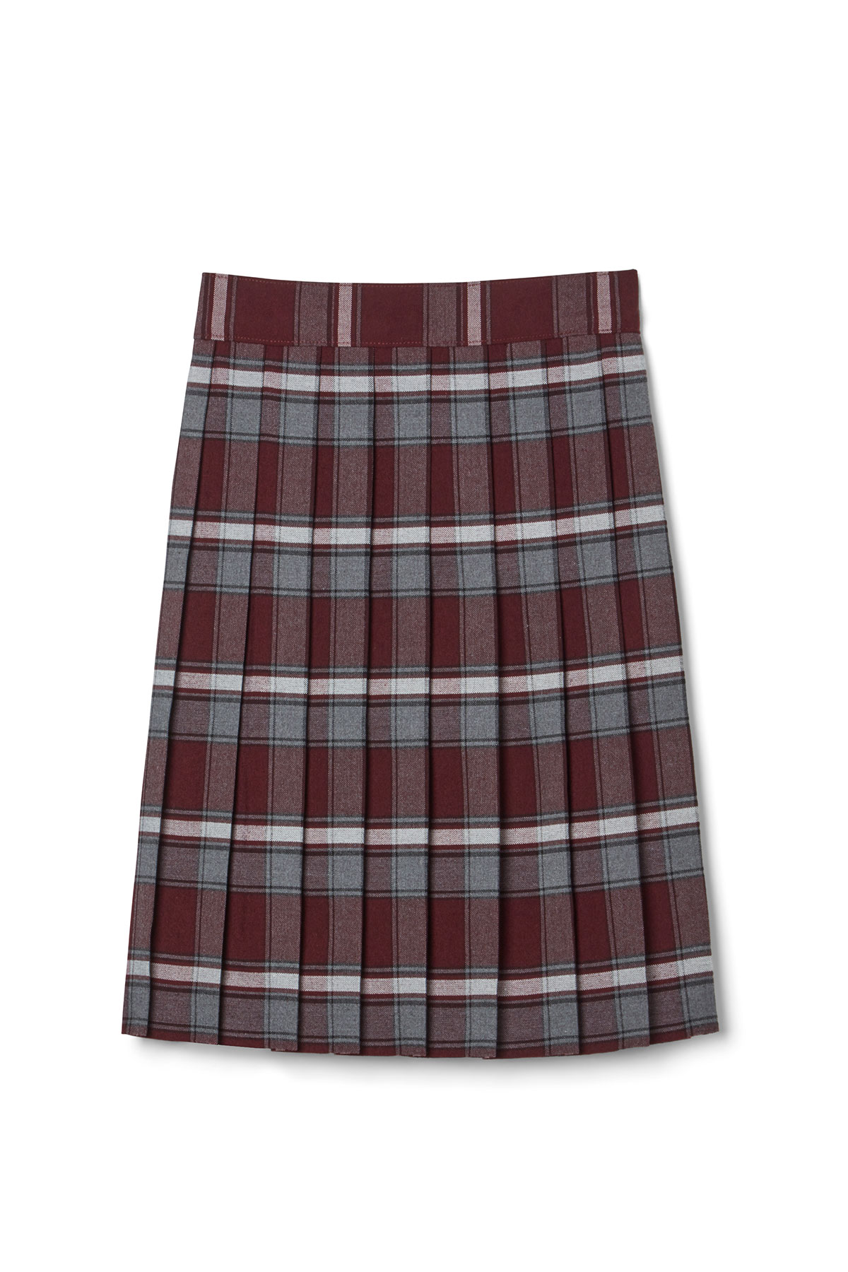 Pleated Plaid Burgundy Skirt